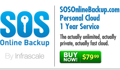 SOSOnlineBackup.com Personal Cloud 1 Year Service